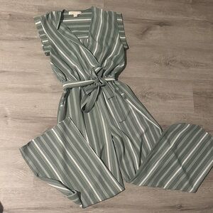 Striped Green wide leg Jumpsuit